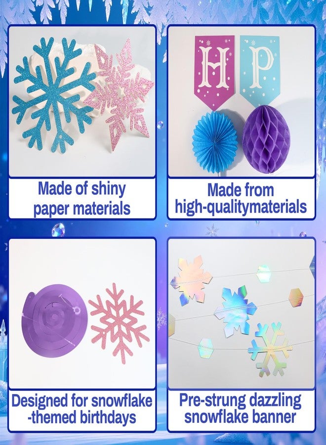 Bolake Snowflakes Decorations Frozenn Birthday Party Decorations Snowflakes Garland Hanging Decorations Winter Christmas Decorations for Winter Wonderlands Christmas Birthday Party Decorations - Image 3